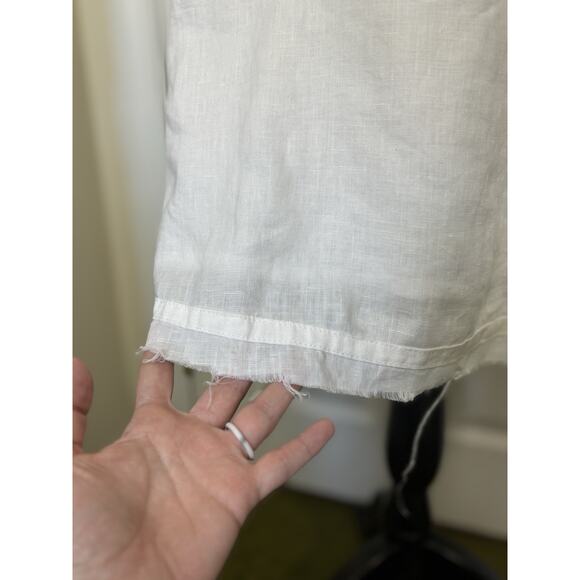 Uma and Leopold 100% Linen White Open Back Midi Dress Sz Small Strappy Bridal - Picture 3 of 7